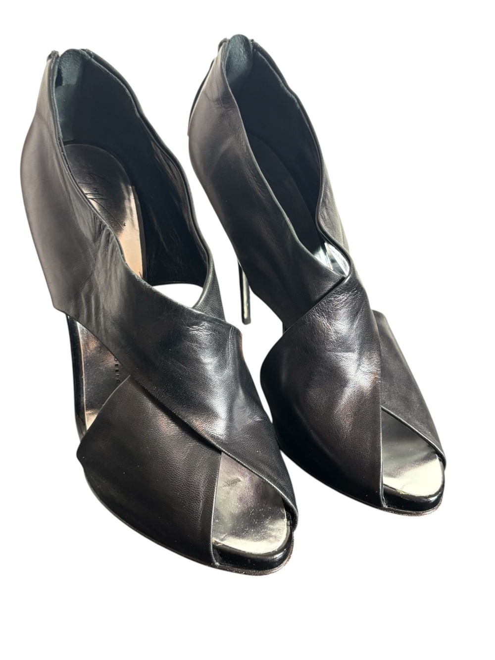 Giuseppe Zanotti Black Leather Open-Toe Stiletto Heels